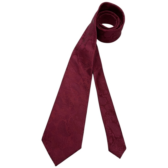 2 HISDREN Blue/Burgundy Paisley Silk LUXURY Tie HANDMADE - Picture 5 of 8